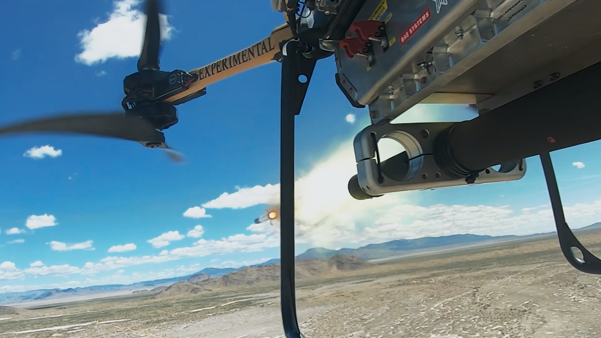 TRV-150 Uncrewed air system firing APKWS precision munition to air target 