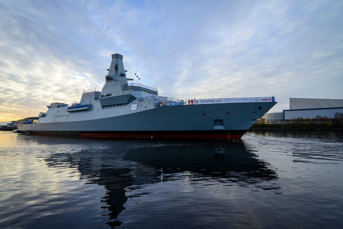 Type 26 HMS Glasgow arrival in Scotstoun